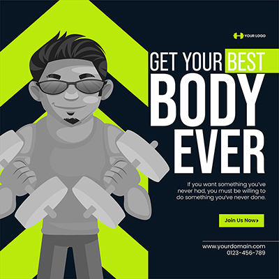 Physical fitness training social media banner template