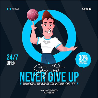 Physical fitness workout banner template post