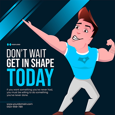 Physical fitness workout on banner template