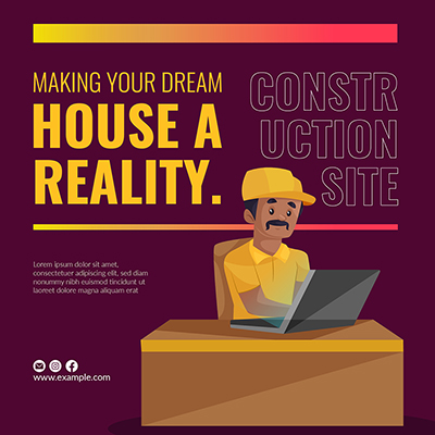 Real estate construction web banner template