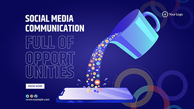 Social media communication apps landscape template post