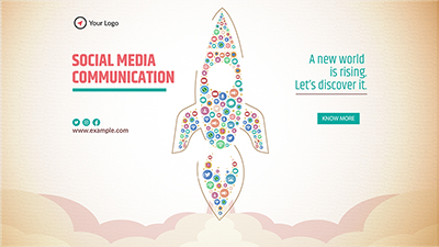 Social media communication apps landscape template poster