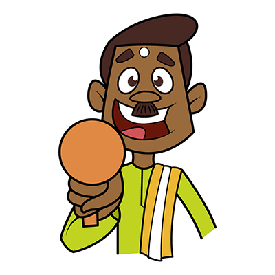 South indian man is holding toy in hand