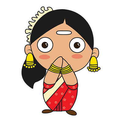 South indian woman character in surprised expression