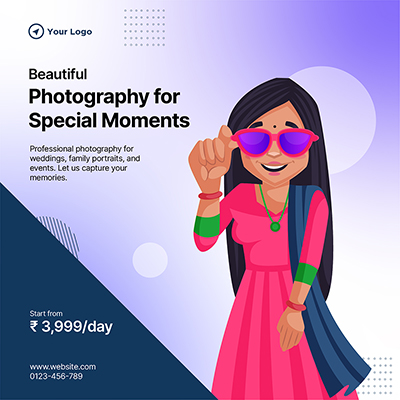 Special moment photography flat banner template