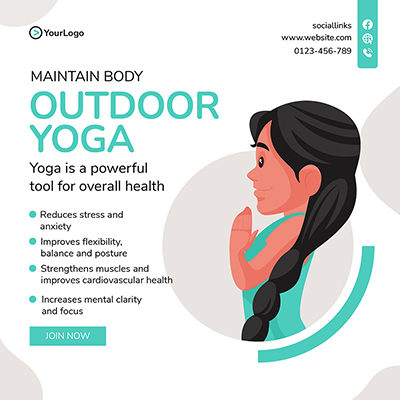 Yoga classes for healthy life banner template