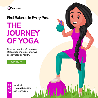 Yoga classes for healthy life banner template design
