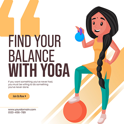 Yoga classes for healthy life web banner template