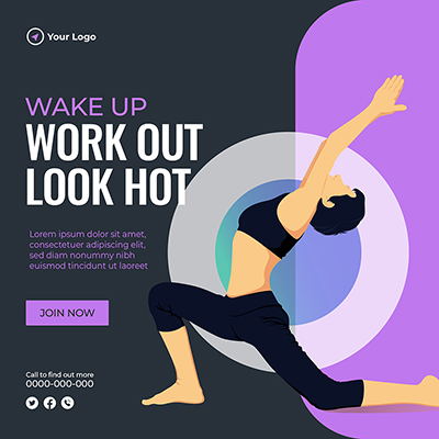 Yoga fitness classes banner template design