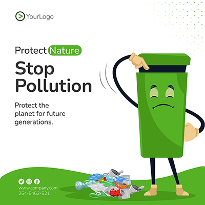 Banner template for protect nature stop pollution
