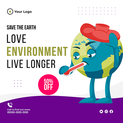 Banner template for save the earth environment poster