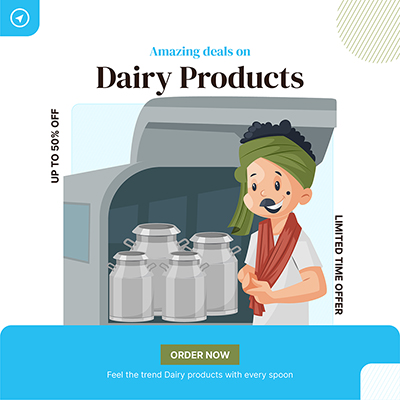 Banner template of dairy products deal offer