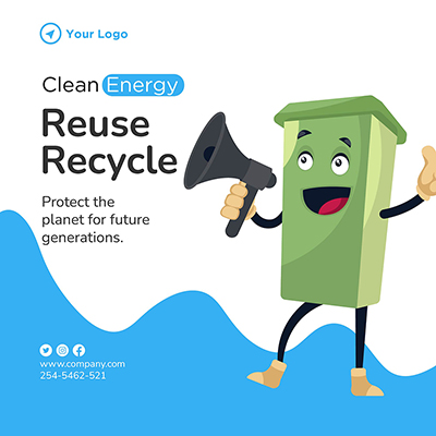 Banner template of protect nature with clean energy solutions