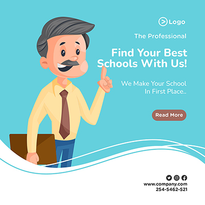 Best education school flat banner template