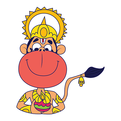 Character of lord hanuman holding lamp in hands