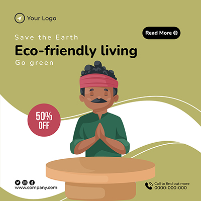 Eco friendly living business banner template post
