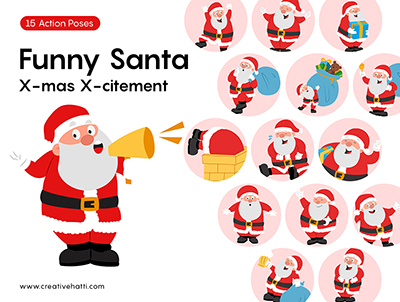 Funny Santa Xmas Xcitment Vector Bundle