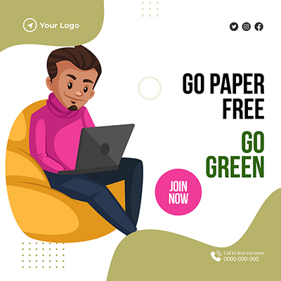 Go green go paper free banner template