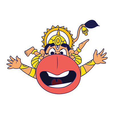 Illustration of lord hanuman flying in the air