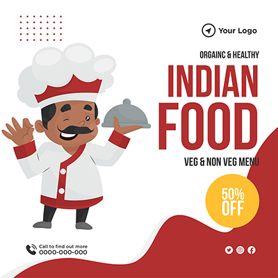 Indian food menu and restaurant banner template poster