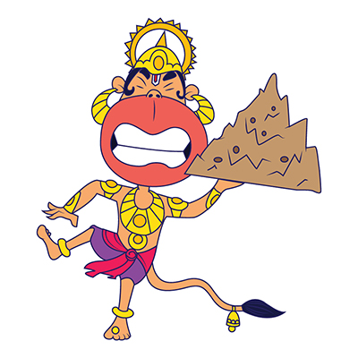 Lord hanuman illustration holding mountain in hand