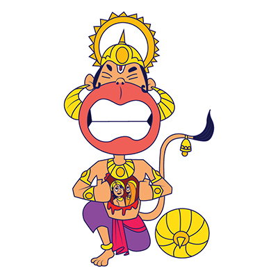 Lord hanuman is showing lord rama and goddess sita in heart