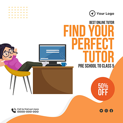 Online education tutor banner template design