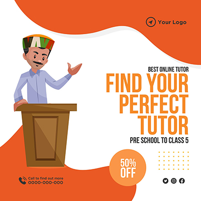 Online education tutor banner template post
