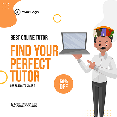 Online education tutor web banner template