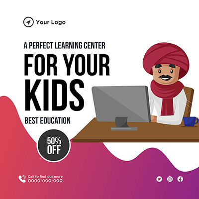 Online learning center banner template design