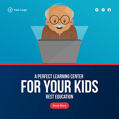 Online learning center banner template poster