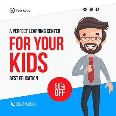 Perfect learning center banner poster template
