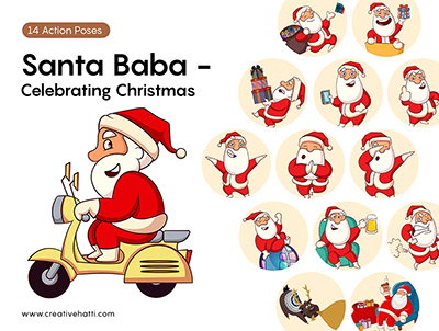 Santa Baba Celebrating Christmas Vector Bundle