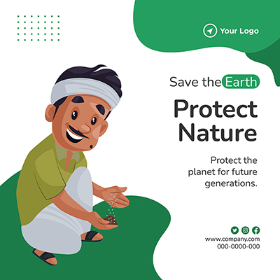Save earth protect nature template banner design
