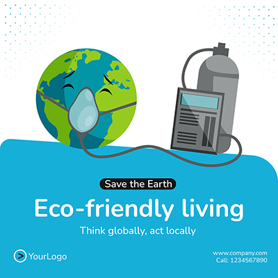 Save earth with eco friendly banner poster template
