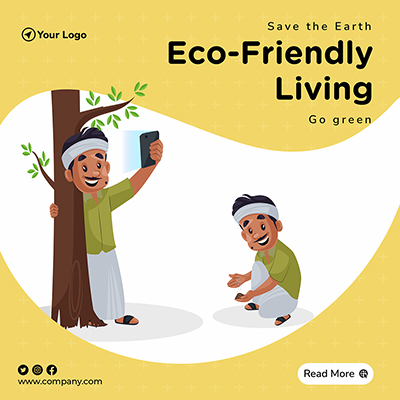 Save earth with eco friendly banner template post