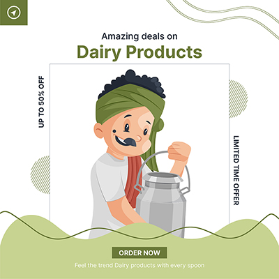 Banner post template of dairy products deal offer