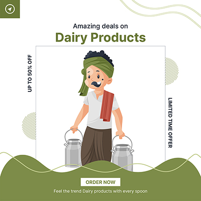 Banner template post of dairy products deal offer