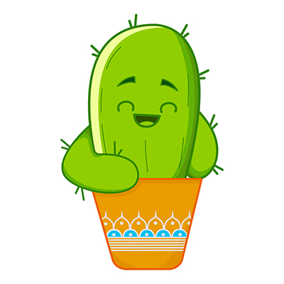 Cactus plant character laughing in the flower pot