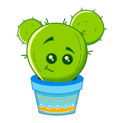Cactus plant character with smiling face
