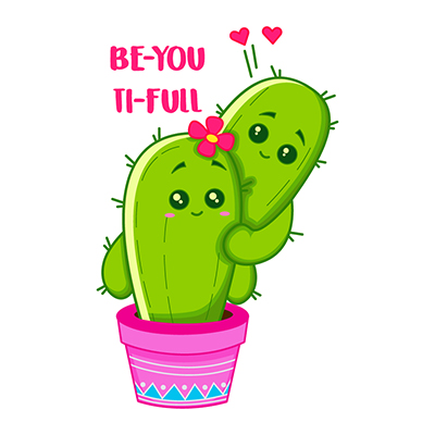Cactus plant illustration with its girlfriend