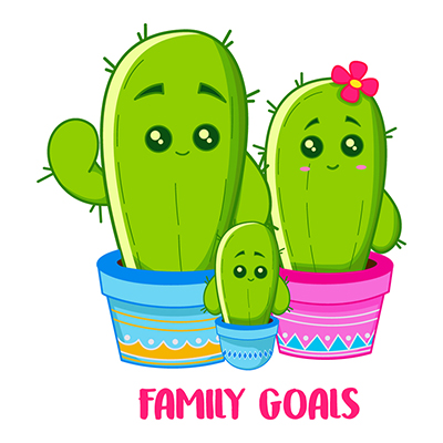 Cactus plant illustration with other plants