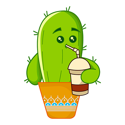 Character of cactus plant drinking juice