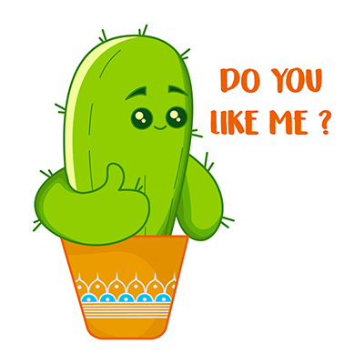 Illustration of cactus plant with thumbs up