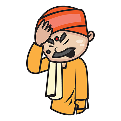 Illustration of upset indian pandit