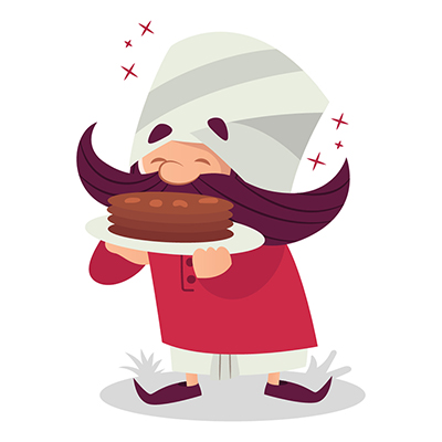 Indian mustache man character eating food