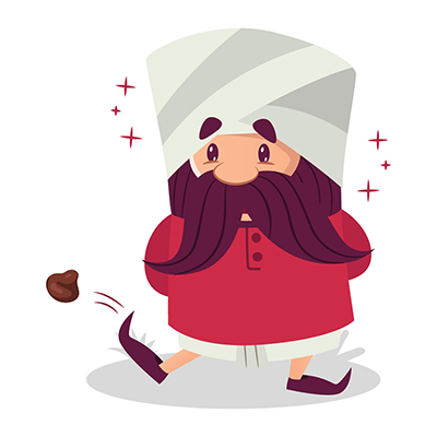 Indian mustache man character kicking stone with leg