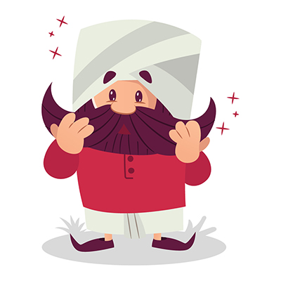 Indian mustache man character touching his mustache