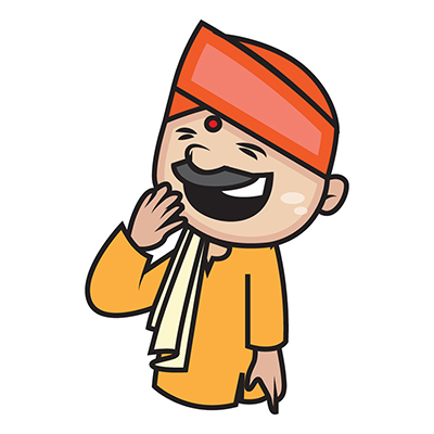 Indian pandit illustration laughing loudly