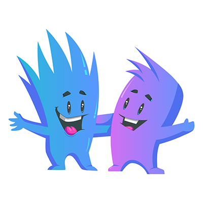 Monster character playing with other monster
